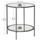 Glass with Metal Frame Round Modern Glass End Table