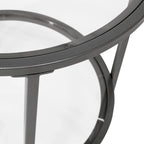 Glass with Metal Frame Round Modern Glass End Table