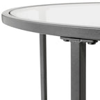 Glass with Metal Frame Round Modern Glass End Table