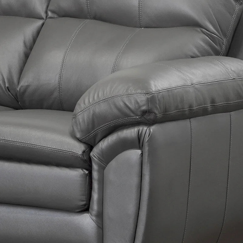 Premium Grey Top Grain Leather Sofa and Chair Set