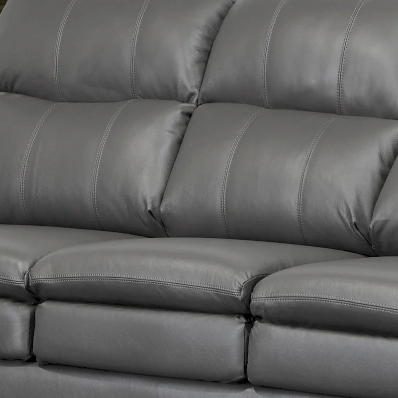 Premium Grey Top Grain Leather Sofa and Chair Set