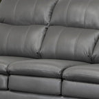 Premium Grey Top Grain Leather Sofa and Chair Set
