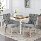 Modern High-End Tufted Solid Wood Upholstered Dining Chair with Nailhead Trim