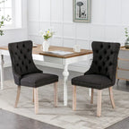Modern High-End Tufted Solid Wood Upholstered Dining Chair with Nailhead Trim