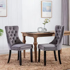 Modern High-End Tufted Solid Wood Upholstered Dining Chair with Nailhead Trim