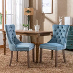 Modern High-End Tufted Solid Wood Upholstered Dining Chair with Nailhead Trim
