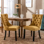 Modern High-End Tufted Solid Wood Upholstered Dining Chair with Nailhead Trim
