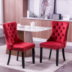 Modern High-End Tufted Solid Wood Upholstered Dining Chair with Nailhead Trim