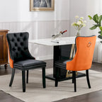 Modern High-End Tufted Solid Wood Upholstered Dining Chair with Nailhead Trim
