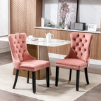 Modern High-End Tufted Solid Wood Upholstered Dining Chair with Nailhead Trim