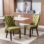 Modern High-End Tufted Solid Wood Upholstered Dining Chair with Nailhead Trim