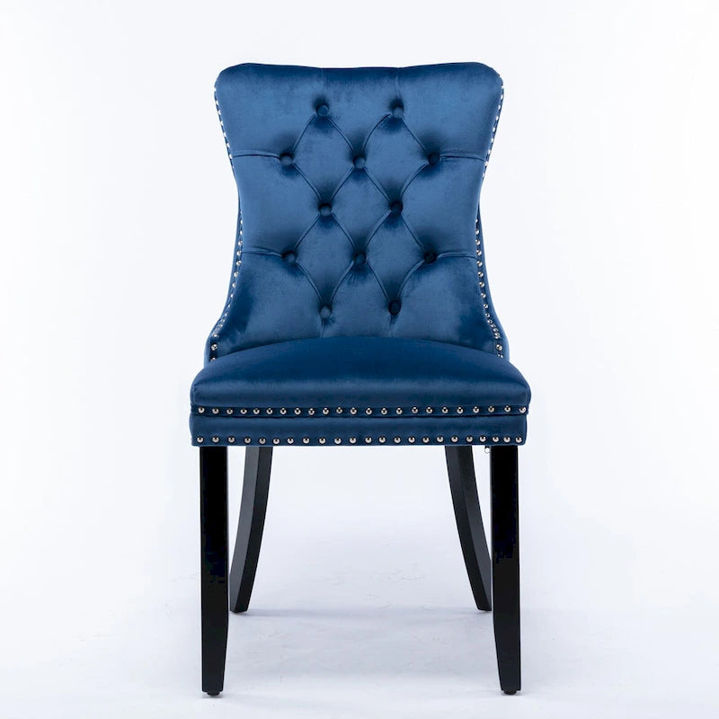 Modern High-End Tufted Solid Wood Upholstered Dining Chair with Nailhead Trim