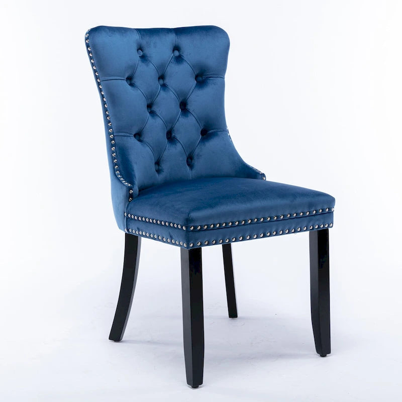 Modern High-End Tufted Solid Wood Upholstered Dining Chair with Nailhead Trim