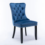 Modern High-End Tufted Solid Wood Upholstered Dining Chair with Nailhead Trim