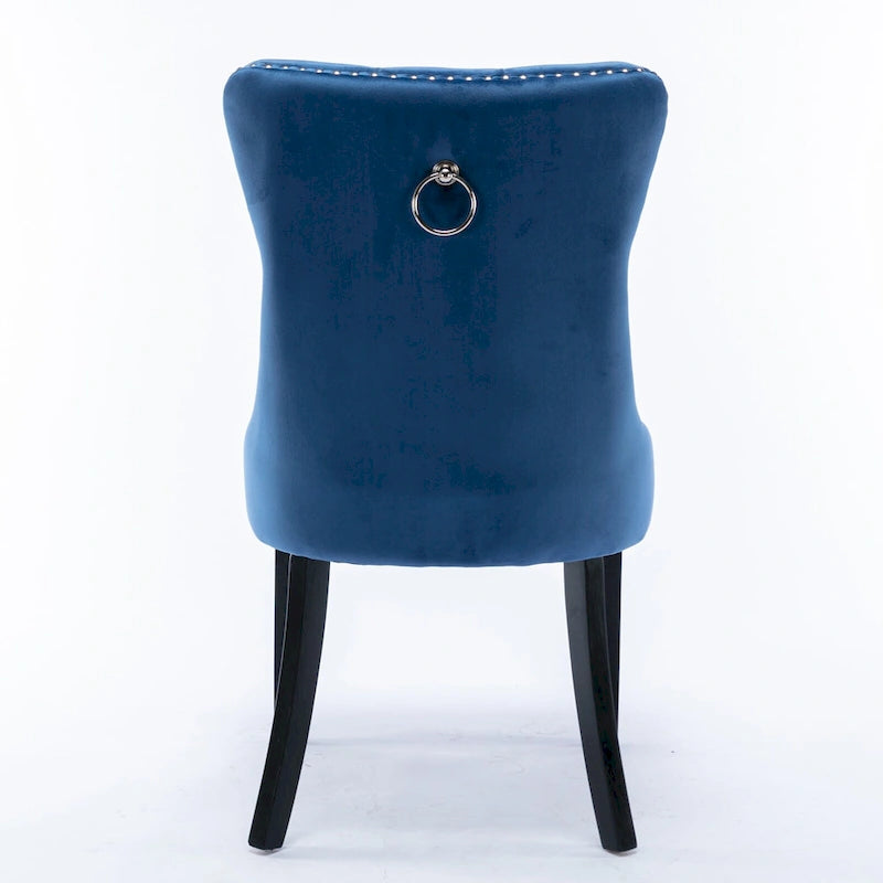 Modern High-End Tufted Solid Wood Upholstered Dining Chair with Nailhead Trim