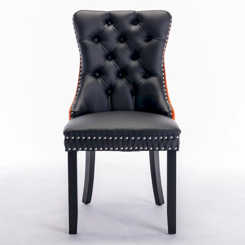 Modern High-End Tufted Solid Wood Upholstered Dining Chair with Nailhead Trim