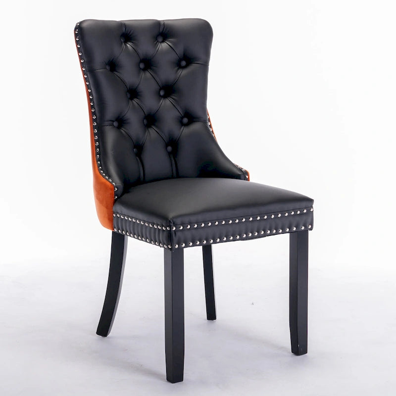 Modern High-End Tufted Solid Wood Upholstered Dining Chair with Nailhead Trim