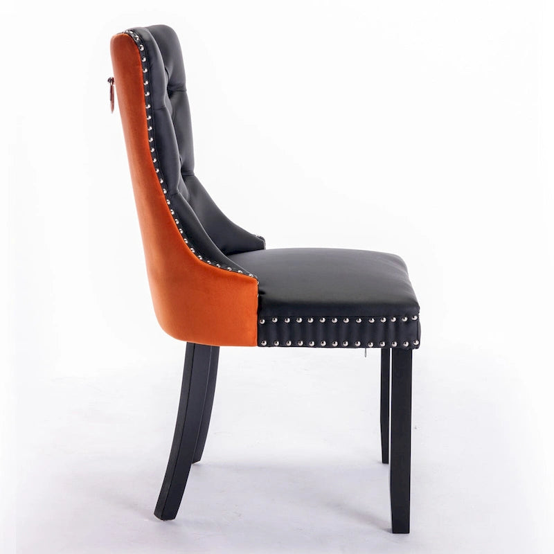 Modern High-End Tufted Solid Wood Upholstered Dining Chair with Nailhead Trim