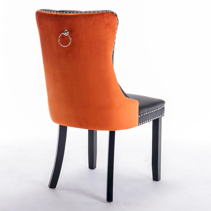 Modern High-End Tufted Solid Wood Upholstered Dining Chair with Nailhead Trim