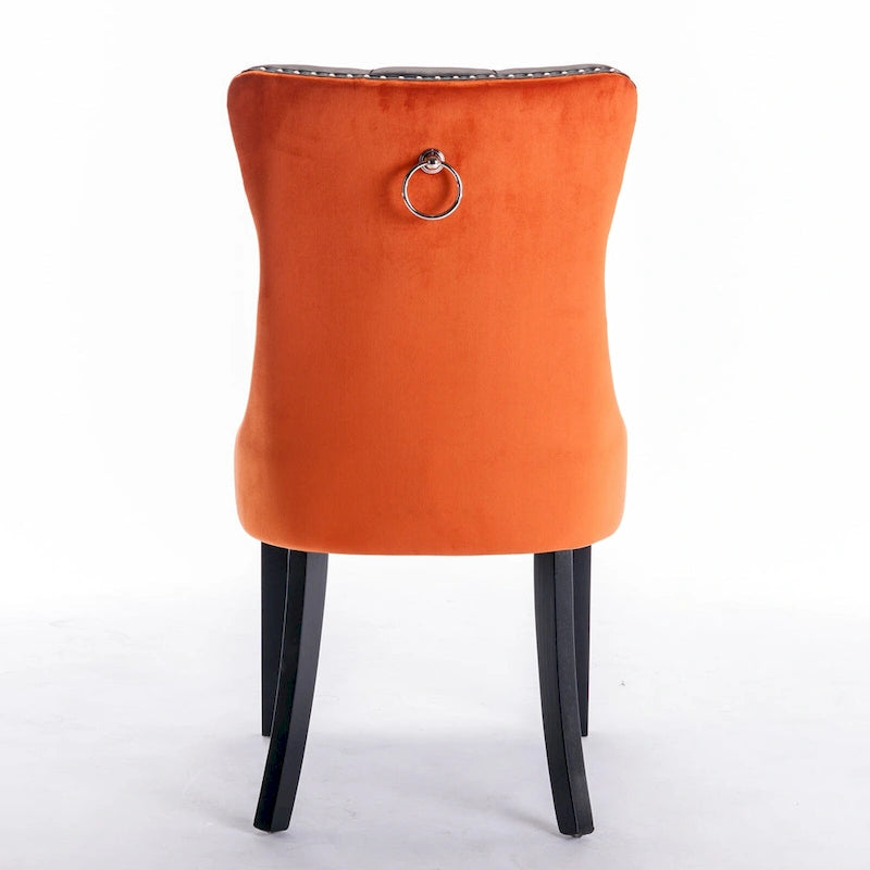 Modern High-End Tufted Solid Wood Upholstered Dining Chair with Nailhead Trim