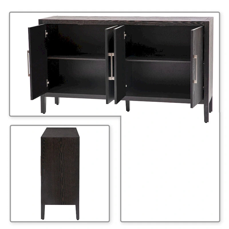 Minimalist Vintage Wooden Sideboard with Solid Pine Wood Legs