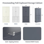 77inch Farmhouse Kitchen Pantry, Freestanding Tall Cupboard Storage Cabinet with 3 Adjustable Shelves, 8 Door Shelves, 3 Drawers