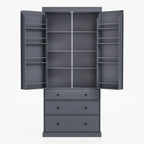 77inch Farmhouse Kitchen Pantry, Freestanding Tall Cupboard Storage Cabinet with 3 Adjustable Shelves, 8 Door Shelves, 3 Drawers