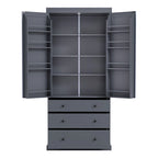 77inch Farmhouse Kitchen Pantry, Freestanding Tall Cupboard Storage Cabinet with 3 Adjustable Shelves, 8 Door Shelves, 3 Drawers