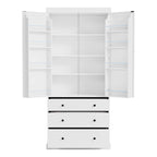77inch Farmhouse Kitchen Pantry, Freestanding Tall Cupboard Storage Cabinet with 3 Adjustable Shelves, 8 Door Shelves, 3 Drawers