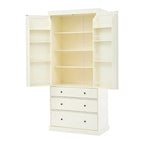 77inch Farmhouse Kitchen Pantry, Freestanding Tall Cupboard Storage Cabinet with 3 Adjustable Shelves, 8 Door Shelves, 3 Drawers