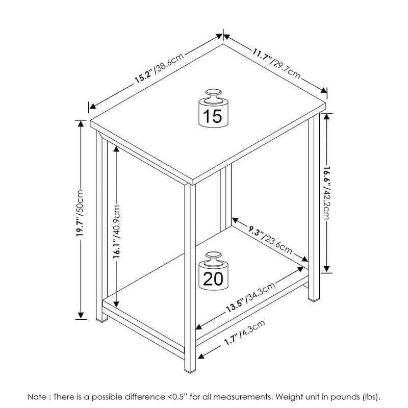 Simplistic Industrial Metal Frame End Table, 1-Pack, Espresso