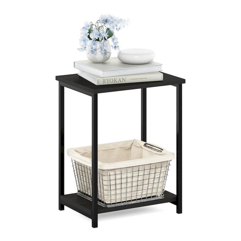 Simplistic Industrial Metal Frame End Table, 1-Pack, Espresso