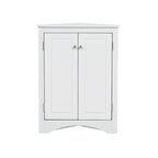 32 Wood 2-door Bathroom Corner Cabinet with Adjustable Shelves