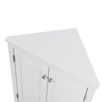 32 Wood 2-door Bathroom Corner Cabinet with Adjustable Shelves