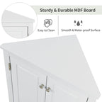 32 Wood 2-door Bathroom Corner Cabinet with Adjustable Shelves