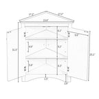32 Wood 2-door Bathroom Corner Cabinet with Adjustable Shelves