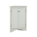 32 Wood 2-door Bathroom Corner Cabinet with Adjustable Shelves
