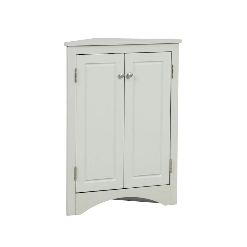 32 Wood 2-door Bathroom Corner Cabinet with Adjustable Shelves