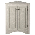 32 Wood 2-door Bathroom Corner Cabinet with Adjustable Shelves