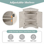 32 Wood 2-door Bathroom Corner Cabinet with Adjustable Shelves