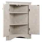 32 Wood 2-door Bathroom Corner Cabinet with Adjustable Shelves