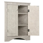 32 Wood 2-door Bathroom Corner Cabinet with Adjustable Shelves