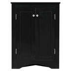 32 Wood 2-door Bathroom Corner Cabinet with Adjustable Shelves