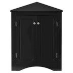 32 Wood 2-door Bathroom Corner Cabinet with Adjustable Shelves